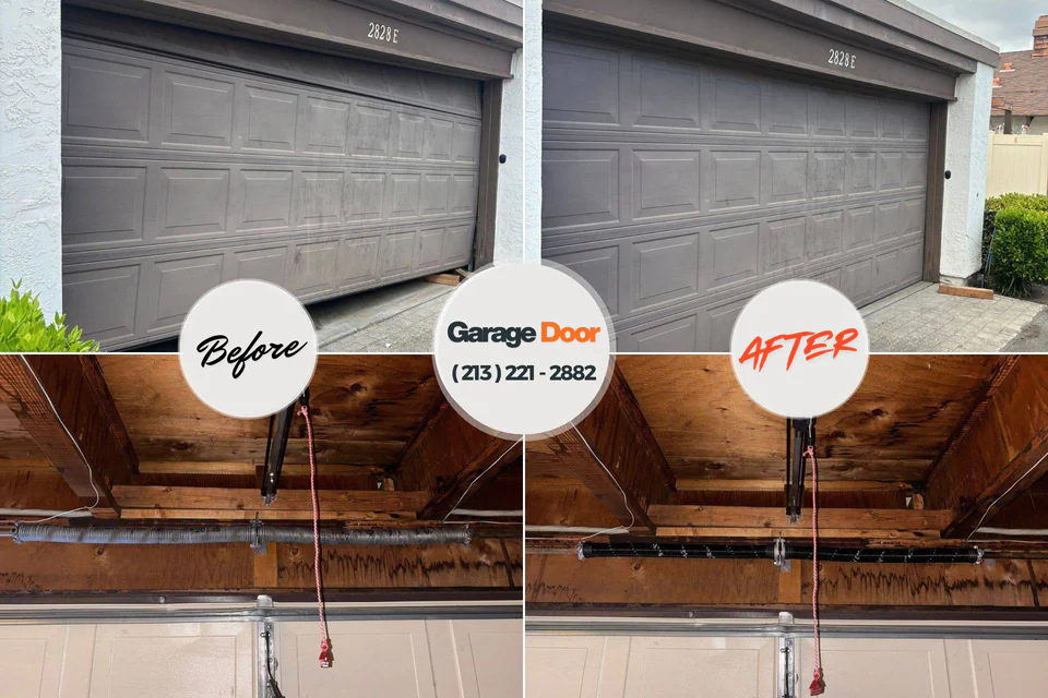 Before and after: garage door repair Mustang Beach Port Aransas